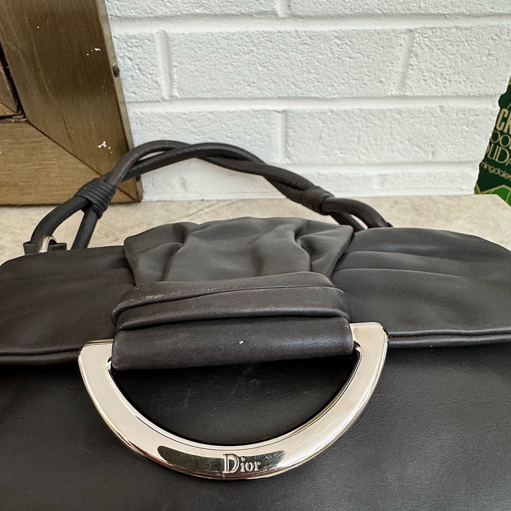 Christian Dior Dark Grey Leather Small Demi Lune Flap Bag - Picture 15 of 16